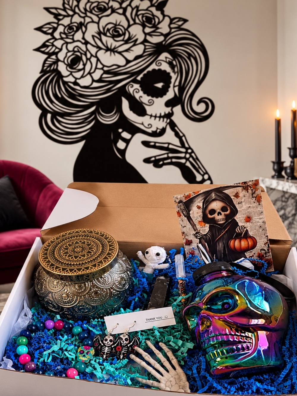 Day of the Bead Boo Box skull
